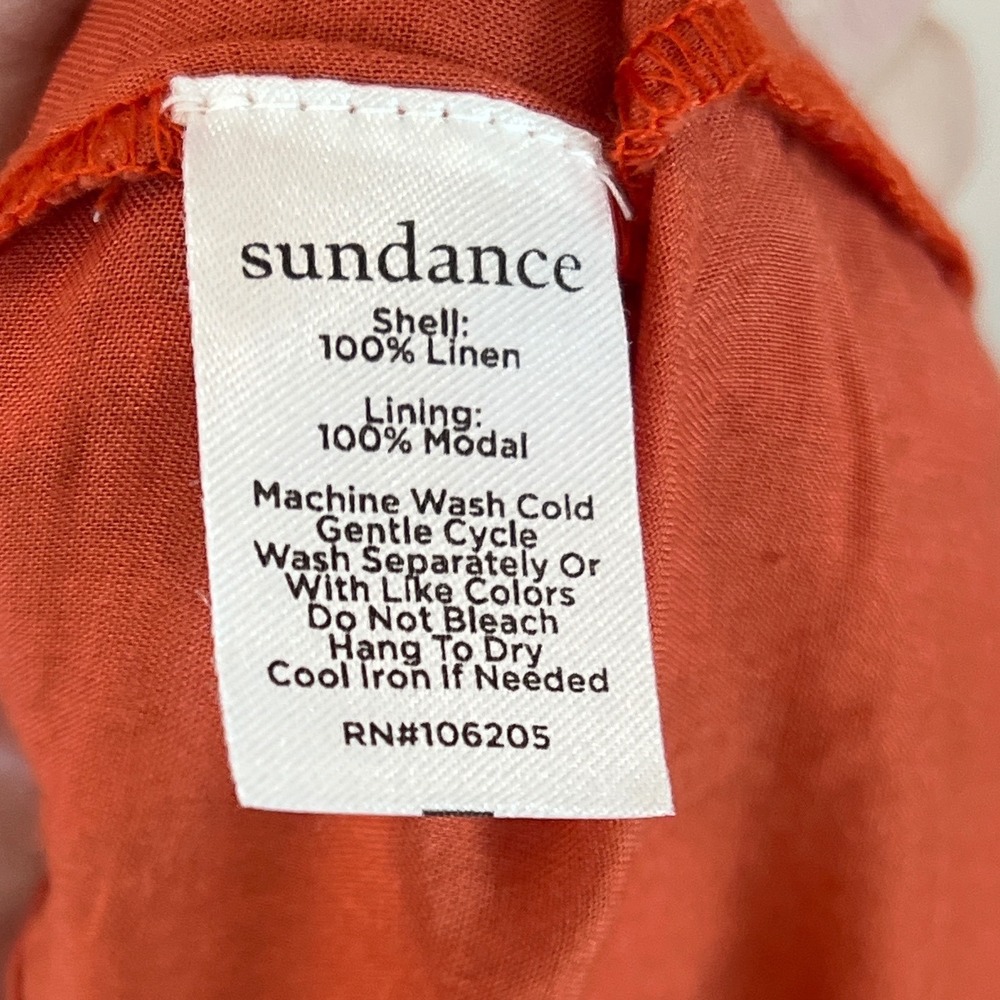 Sundance Womens 14 Orange Pink Floral Linen Midi Pencil Skirt Damask Print Boho - Picture 6 of 6